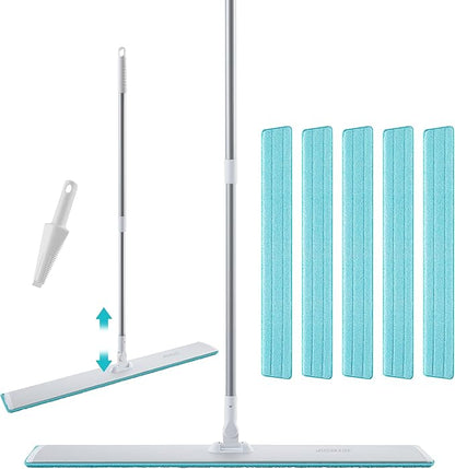 JOYMOOP 18 Inch Dust Mop for Hardwood Floors, Heavy Duty Industrial Wet Dry Mops with Telescopic Handle, Includes 3 Microfiber Mop Pads
