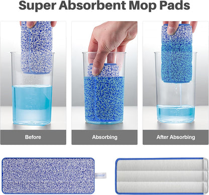 JOYMOOP Replacement Mop Pads for Flat Mop Bucket System, Microfiber, 13-Inch, Pack of 4, Slate Blue