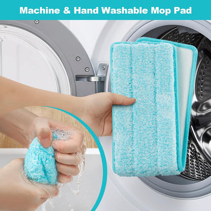 JOYMOOP 18 Inch Dust Mop for Hardwood Floors, Heavy Duty Industrial Wet Dry Mops with Telescopic Handle, Includes 3 Microfiber Mop Pads - Blue-Grey