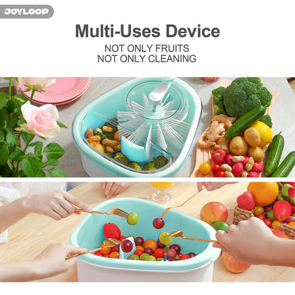 JOYMOOP JOYLOOP Fruit Cleaner Spinner, Large Produce Rinse Bowl with Drain Basket, Vegetable Scrubber for Berries, Grapes, Salad and Vegetables