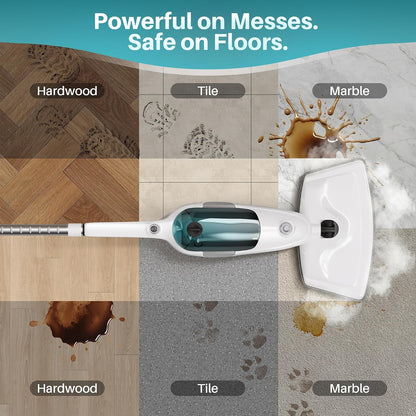 JOYMOOP Steam Mop & Handheld Steam Cleaner with 3 Microfiber Pads, 1100W Electric Steam Cleaner for Home, Fast Heat 20s, Adjustable Steam, Detachable Water Tank, 11 Accessories for Floors, Windows, Clothes